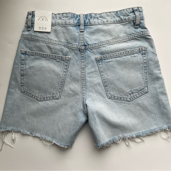 ZARA DENIM SHORTS MID-RISE - Picture 2 of 8